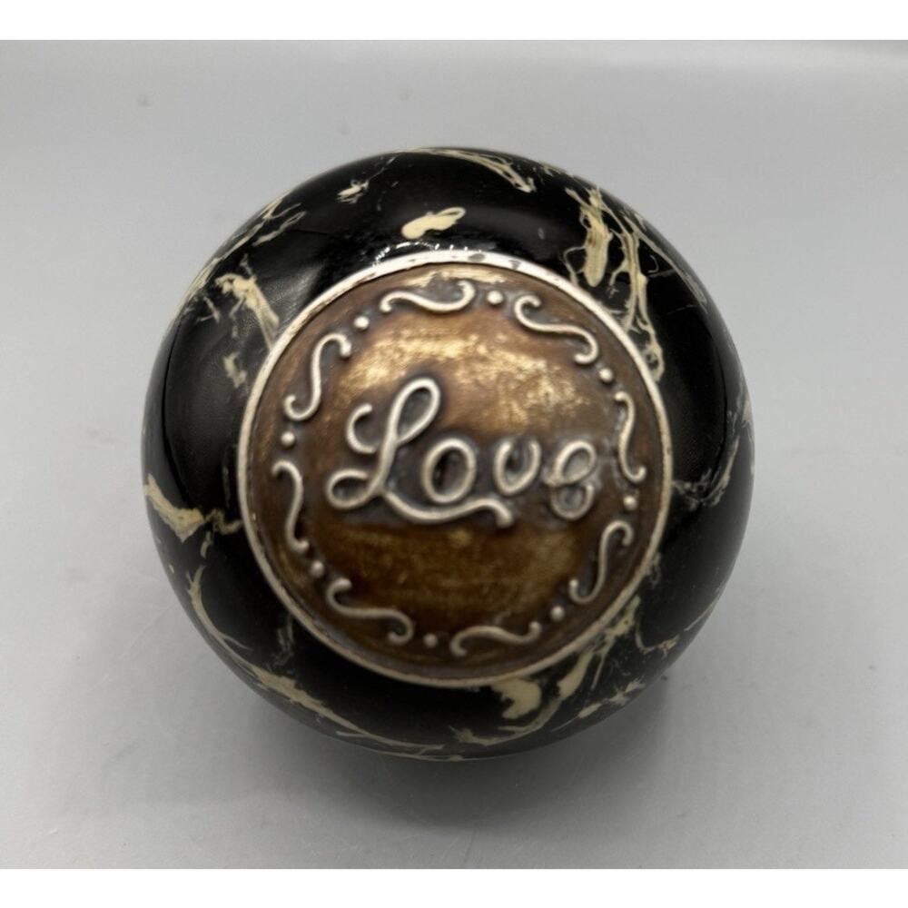 Decorative “Love” Sphere Ball Black Gold Marble Style Home Decor Orb